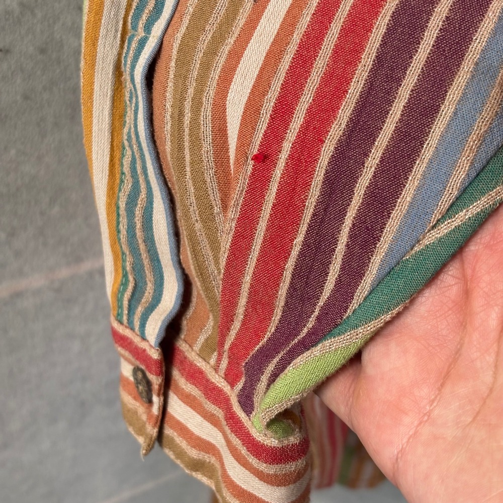 Jacque & KoKo Striped Button Down Shirt 18/20 Multi-Color Linen Stain - Picture 10 of 12